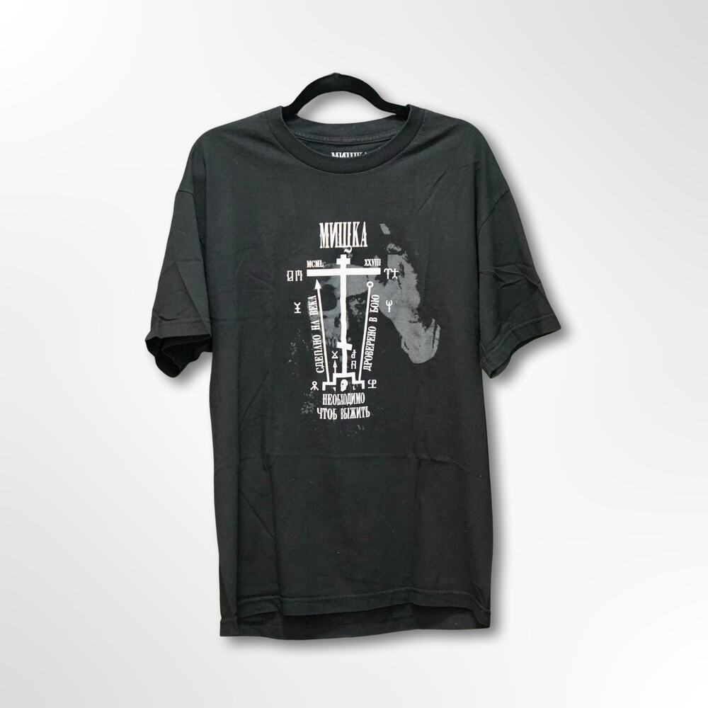 MNWKA Black White Graphic Print T-Shirt Men's Large Streetwear Skate Tee NWOT